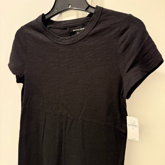 SOLD // NWT Banana Republic XS Cozy Slub Tshirt Black Crewneck Short Sleeve Top - Picture 6 of 14